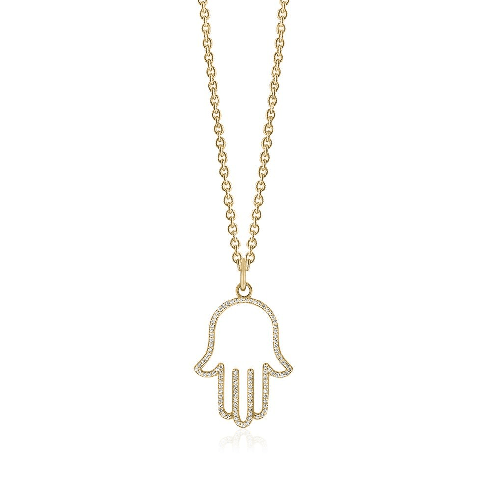 Diamond Frame Hamsa Necklace