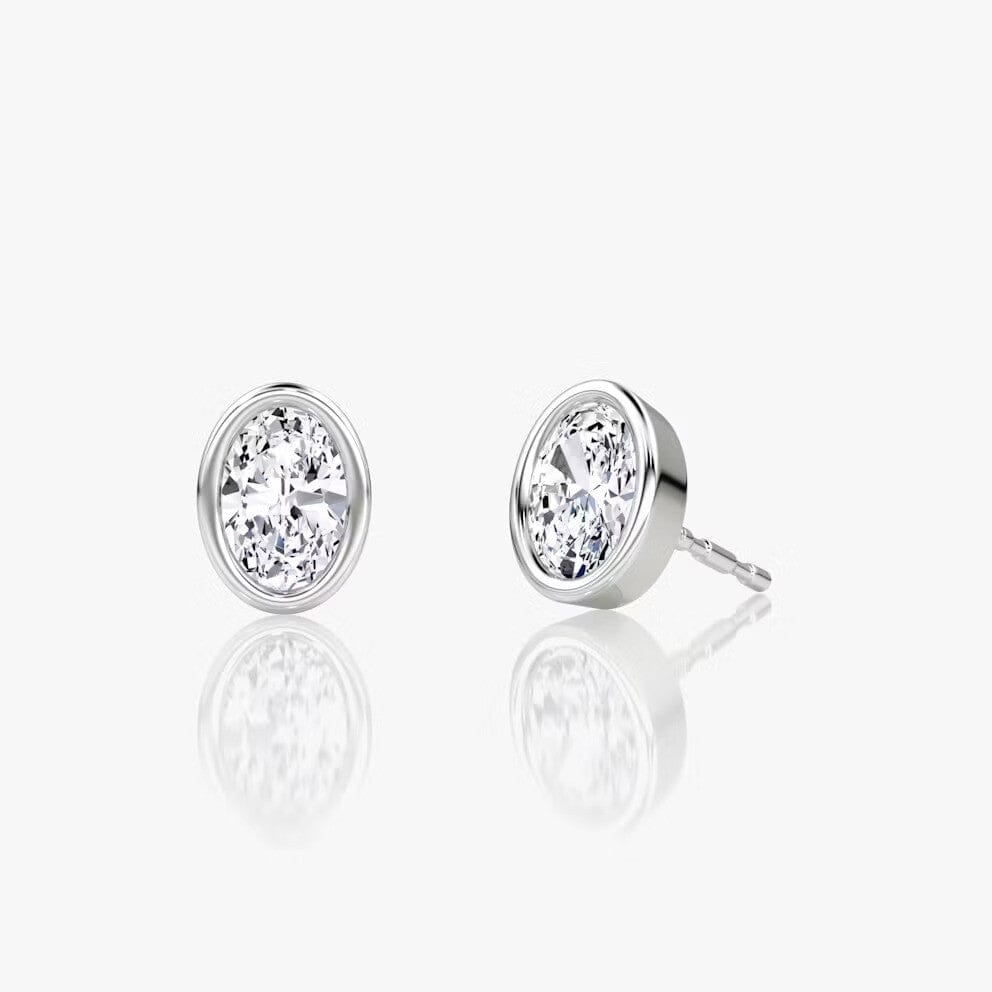 Oval Bezel Studs Lab Grown Diamond