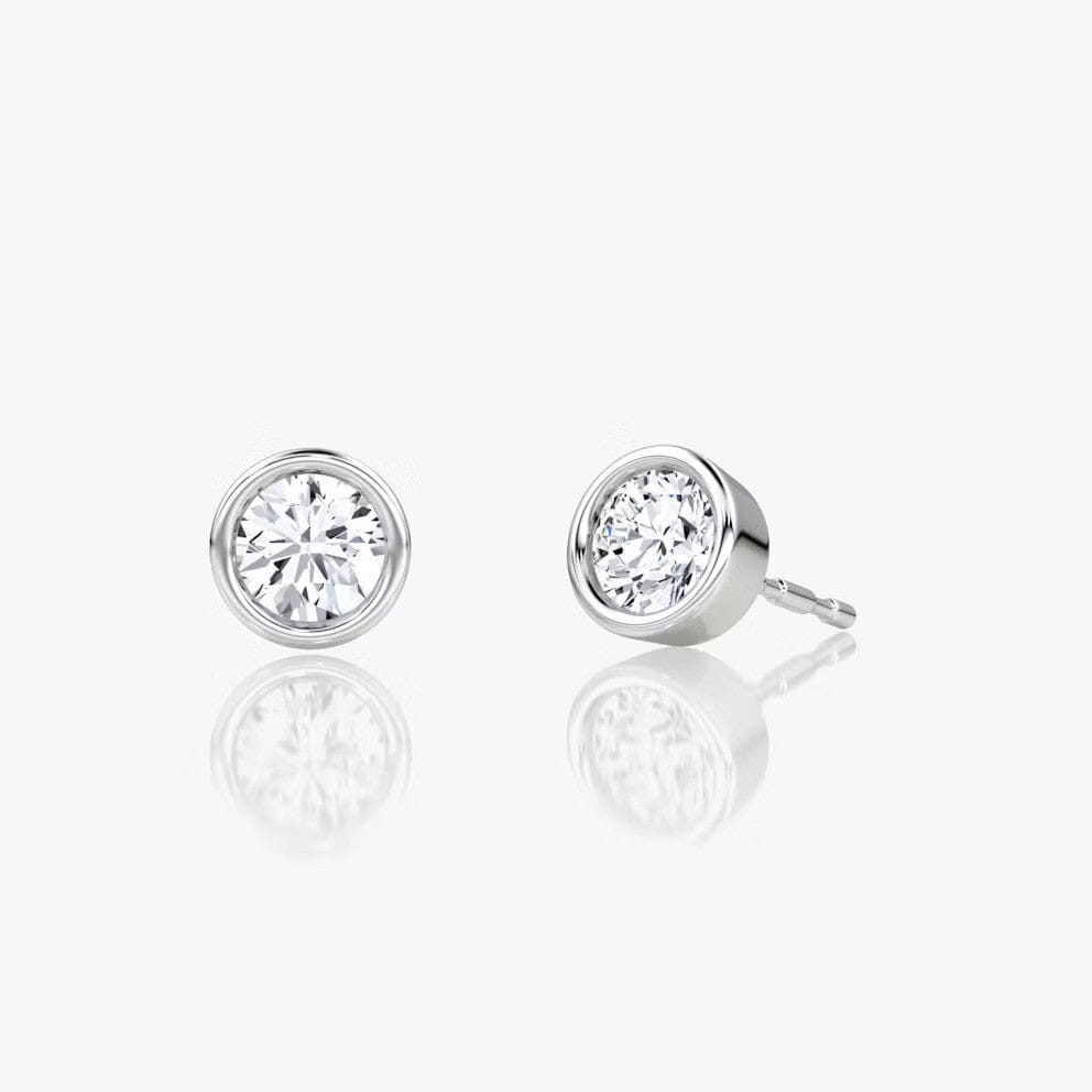 Round Bezel Studs Lab Grown Diamond