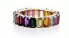 Bague d'éternité taille émeraude arc-en-ciel