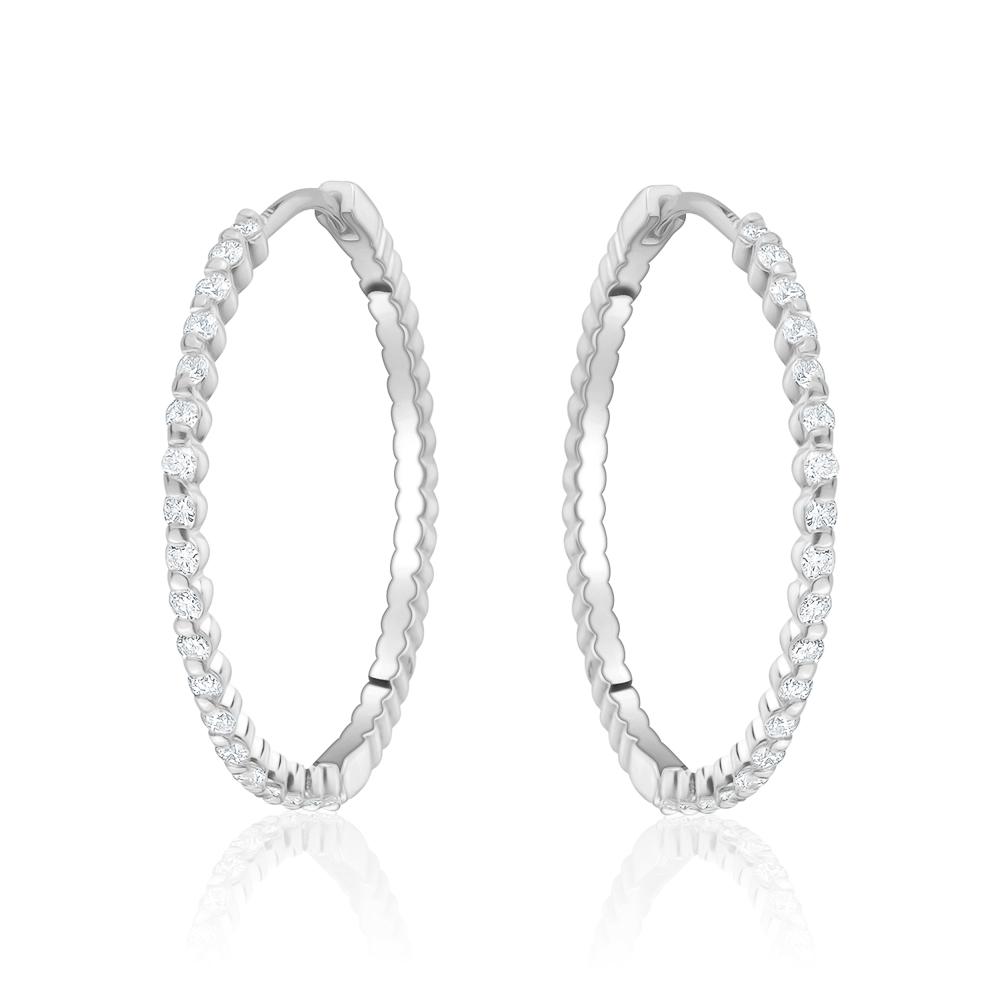 Shared Prong Diamond Hoops Earrings  (0.45)