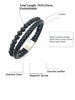 Black Genuine Leather, Matte Silver Clasp, Nature Black Agate Stone