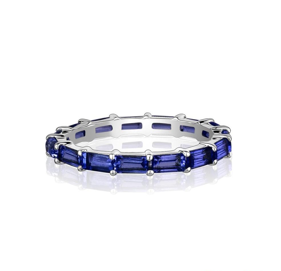 Blue Sapphire Baguette Eternity Ring - mydiamond.ca