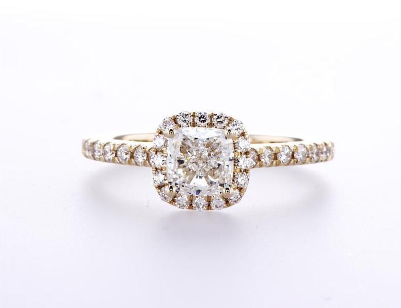 Cushion Cut Halo Engagement Ring (1.37Ctw) - mydiamond.ca