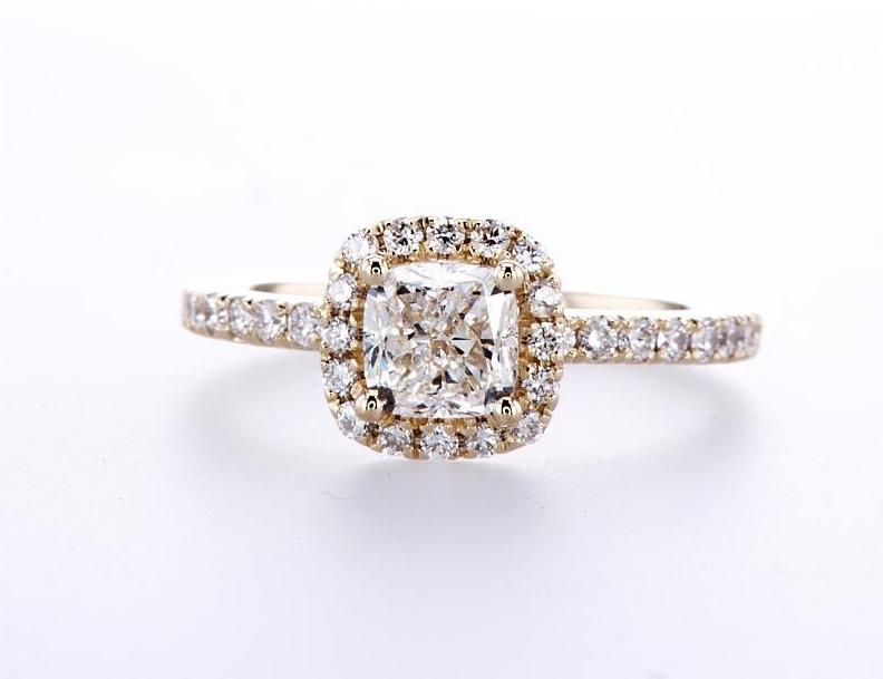 Cushion Cut Halo Engagement Ring (1.40Ctw) - mydiamond.ca