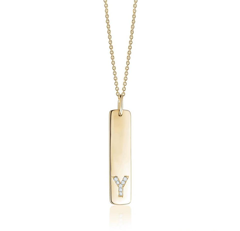 Diamond Rectangle Initial Necklace - mydiamond.ca