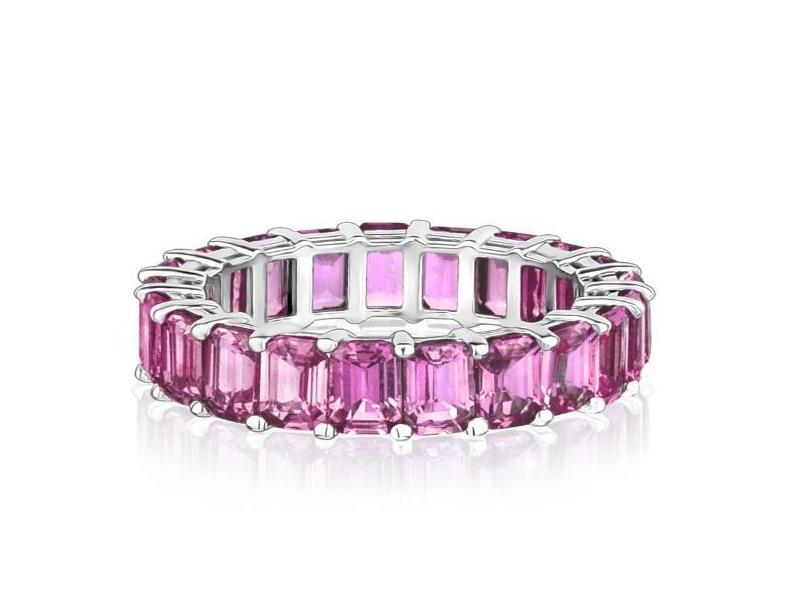 Emerald Cut Pink Sapphire Eternity Ring (7.55Ctw) - mydiamond.ca