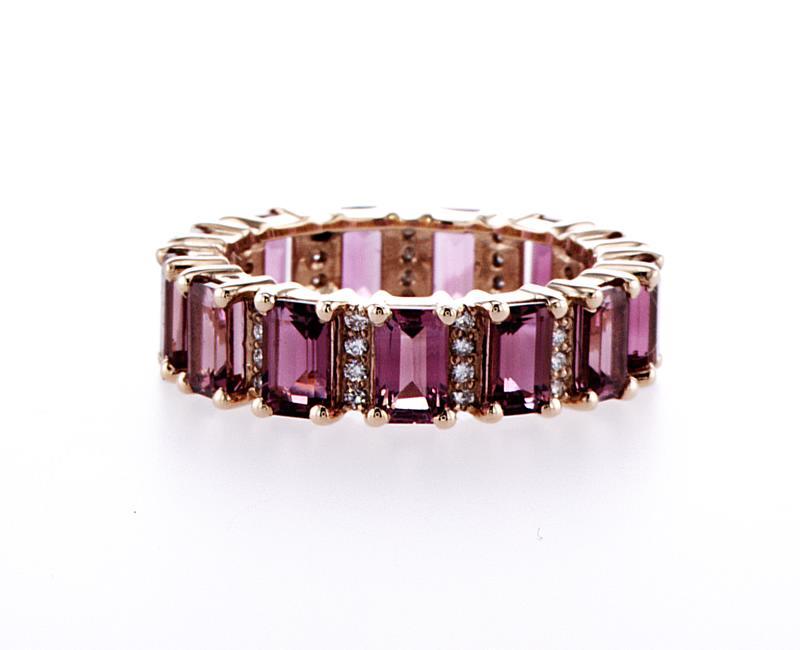 Pink Tourmaline Emerald Cut Eternity Ring - mydiamond.ca