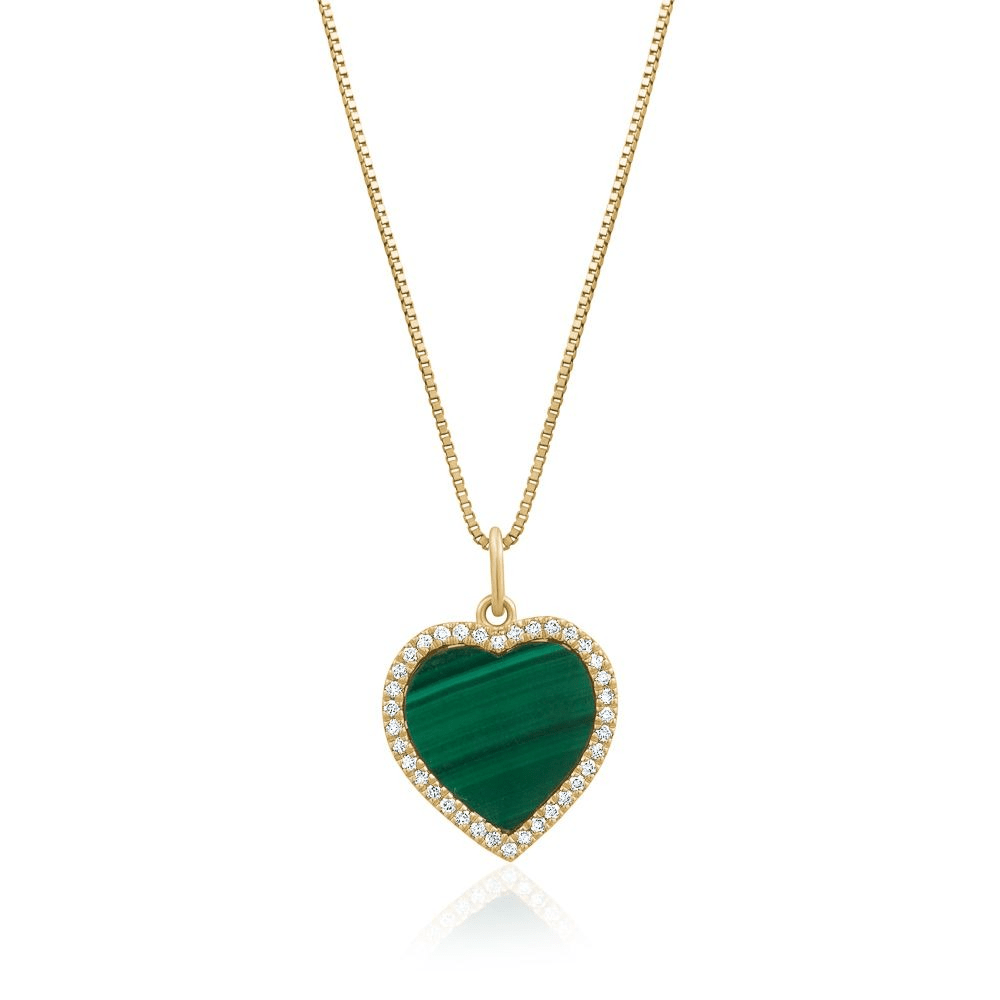 Collier Coeur Vert Malachite
