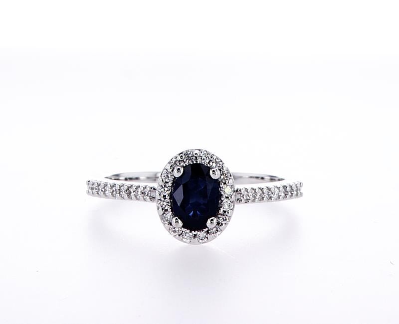 Bague de fiançailles saphir ovale Halo