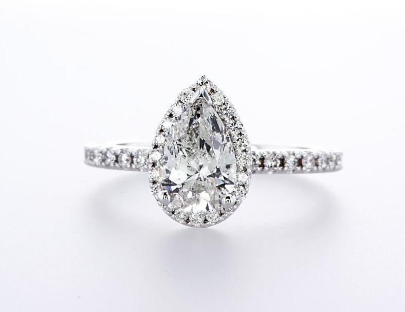 Pear Shape Halo Engagement Ring (1.27Ctw) - mydiamond.ca