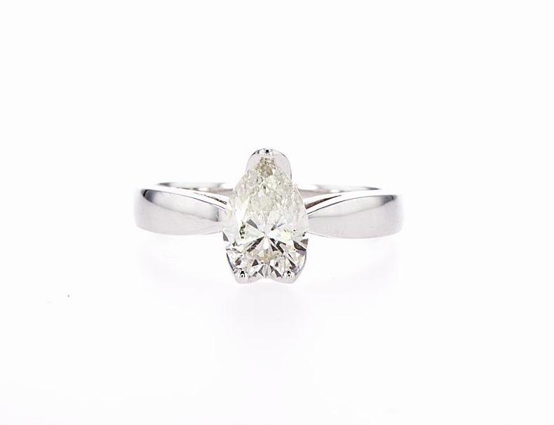 Pear Shape Solitaire Ring (1.00Ctw) - mydiamond.ca