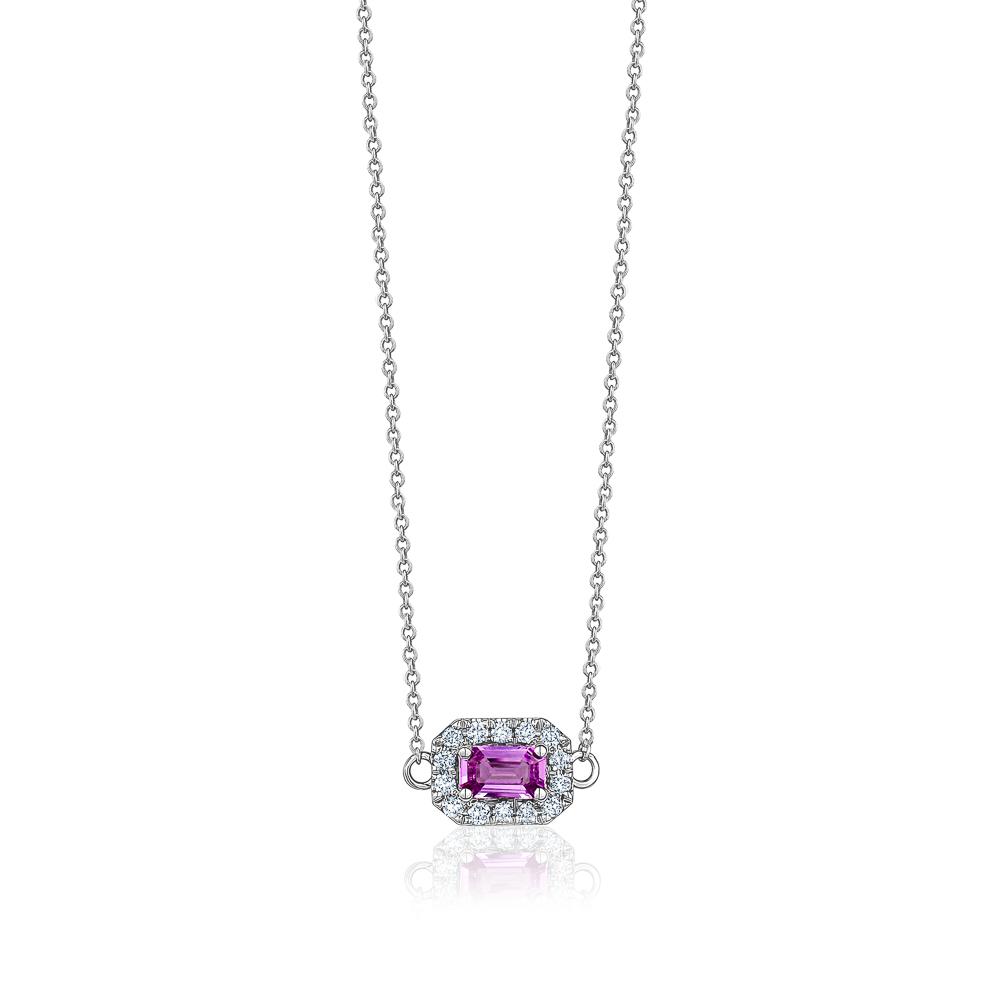 Pink Sapphire Halo Necklace - mydiamond.ca