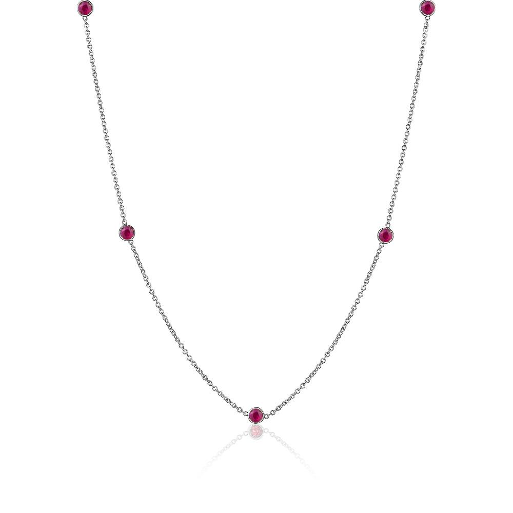 Ruby By The Yard Necklace Mydiamond 14K White Gold