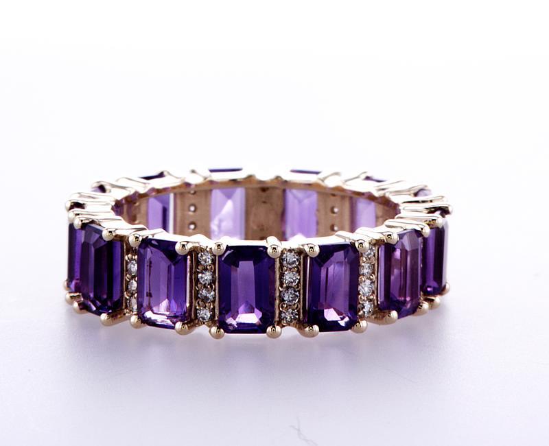 Amethyst Emerald Cut Eternity Ring - mydiamond.ca