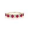 Six Ruby and Pavé Diamond Ring Rings Mydiamond 14K Yellow Gold 3.5