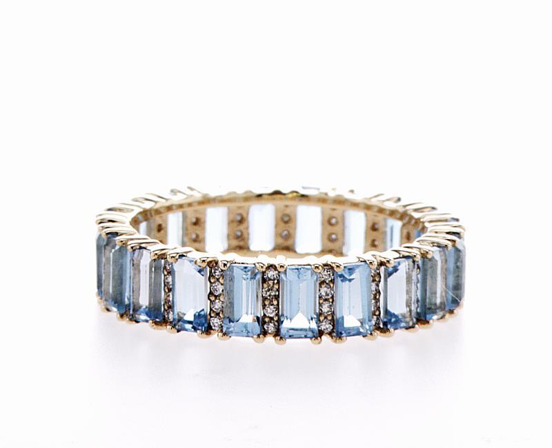 Blue Topaz Emerald Cut Eternity Ring - mydiamond.ca