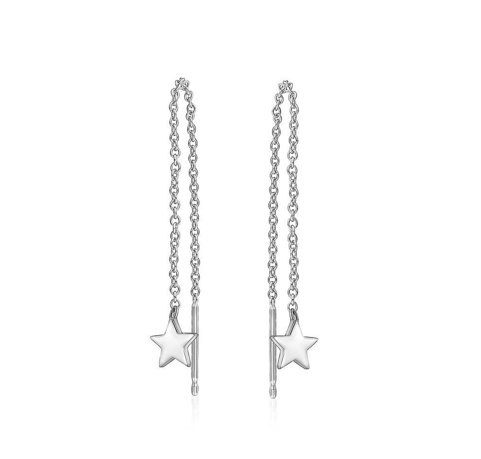 Star Chain Earrings Earrings Mydiamond 14K WHITE GOLD
