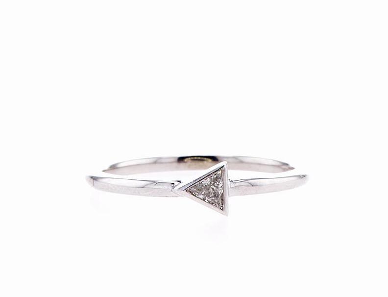 TANGO TRIANGLE DIAMOND RING (0.10CTW) Rings Mydiamond 14K White Gold 3.5