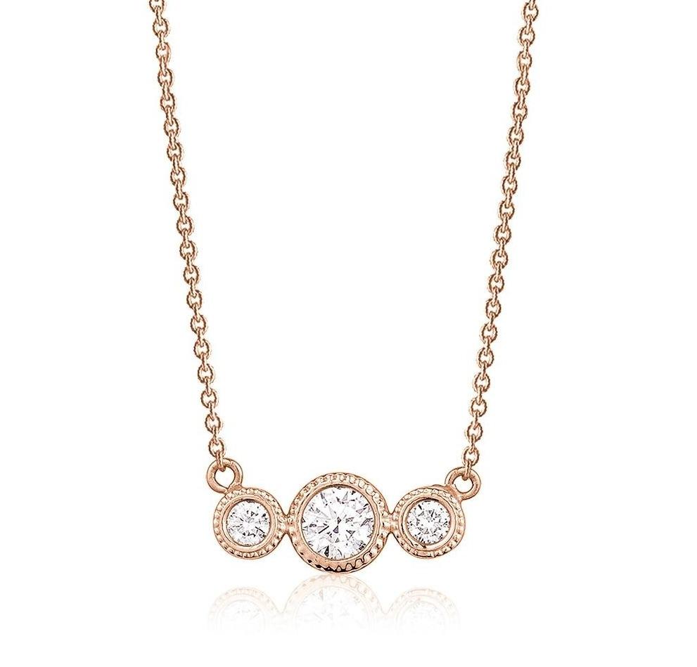 THREE BEZEL DIAMOND PENDANT (0.25CTW) Necklace Mydiamond 14K ROSE GOLD