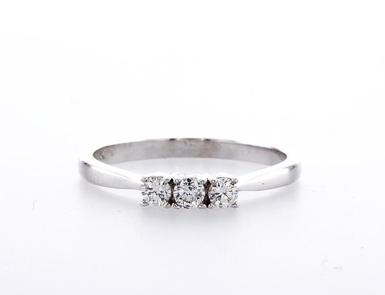 THREE STONE DIAMOND RING (0.25CTW) Rings Mydiamond 14K White Gold 3.5