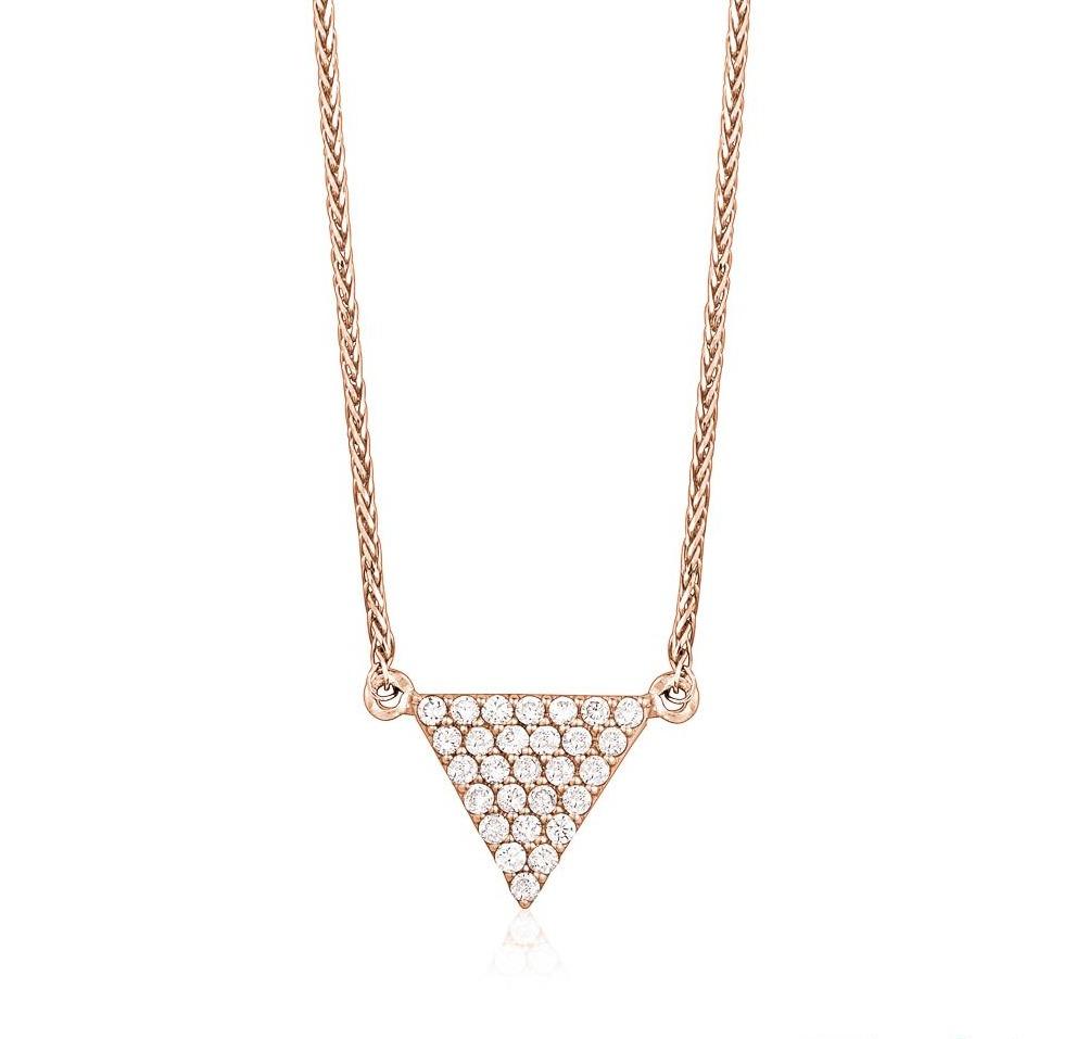 TRIANGLE PAVE NECKLACE (0.20CTW) Necklace Mydiamond 14K ROSE GOLD