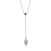 Diamond Dangling Hamsa Sapphire Necklace