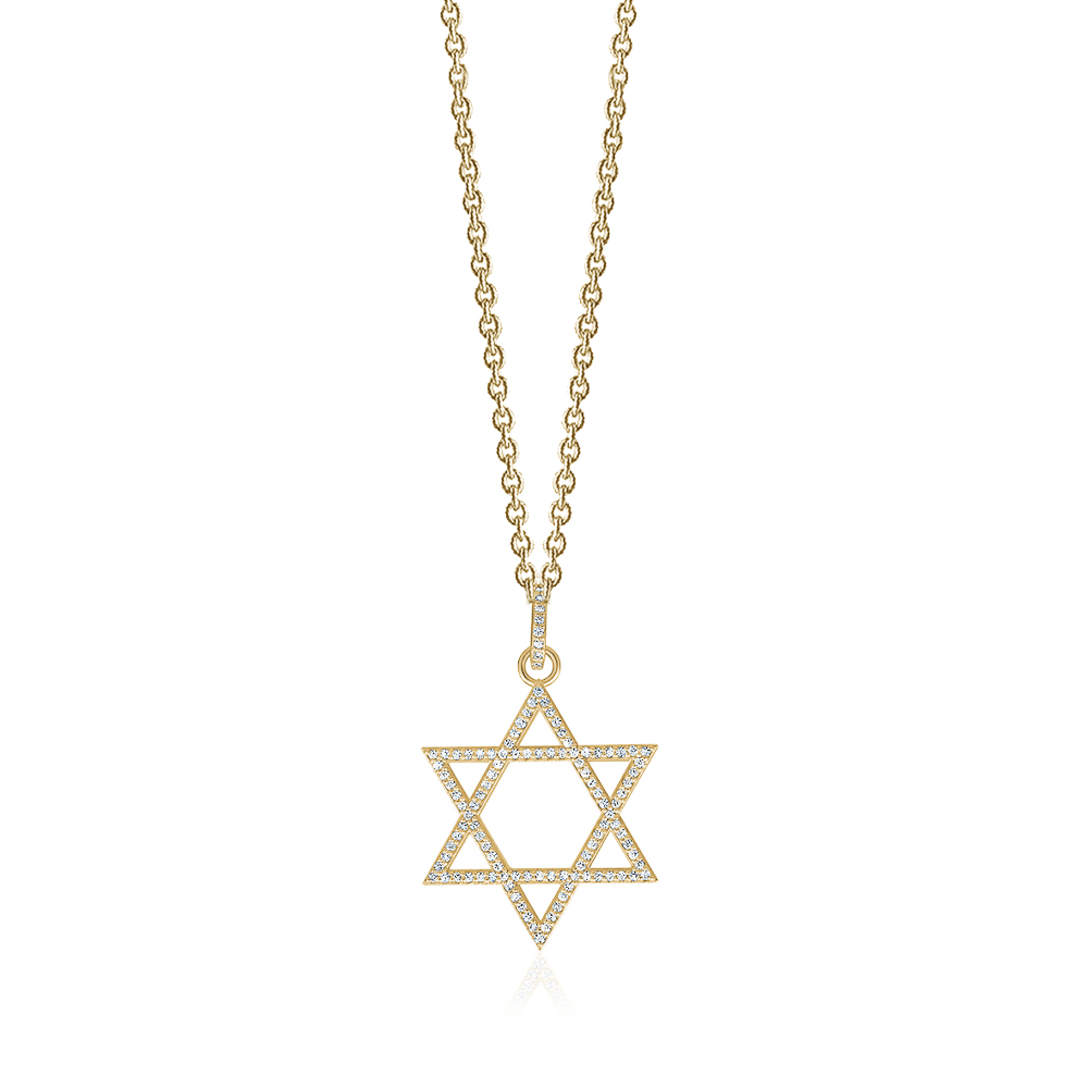 Unisex Diamond Star of David Necklace