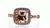 Bague Halo Diamant Morganite Taille Coussin (8X8mm)