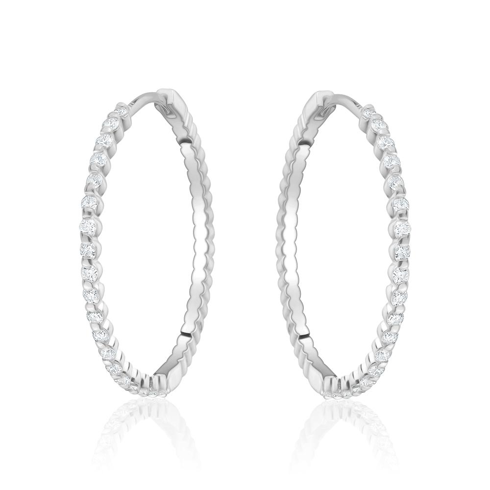 Shared Prong Diamond Hoops Earrings  (0.45)