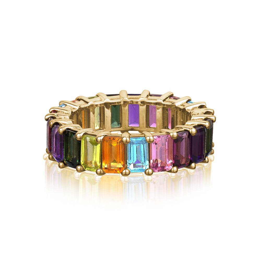Rainbow Emerald Cut Eternity Ring - mydiamond.ca