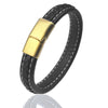 Matte Golden Color Clasp Leather Bracelet