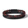 Black Genuine Leather, Matte Black Clasp, Nature Red Tiger Eyes Stone