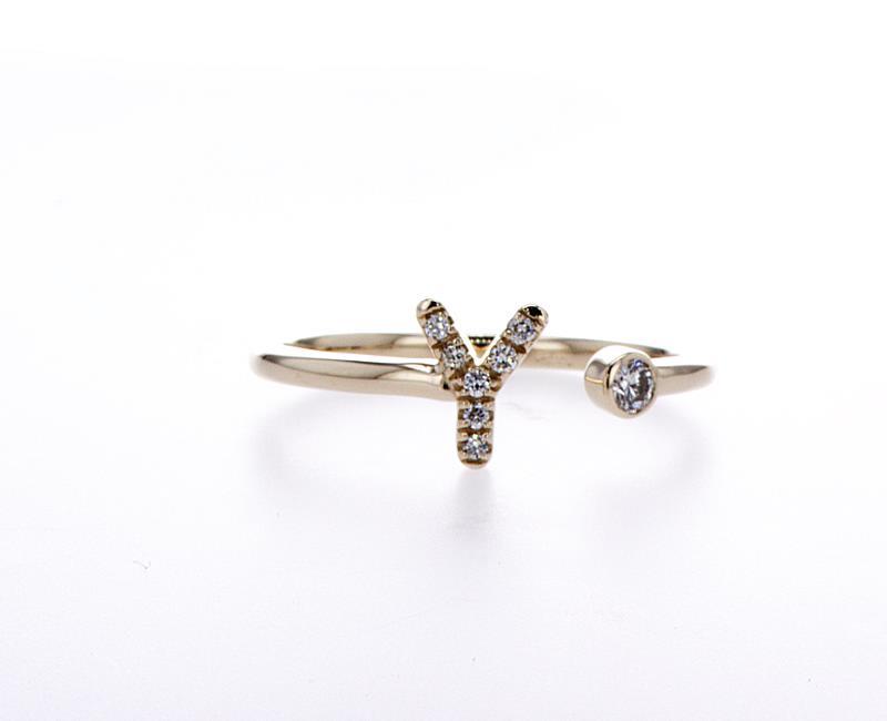 Bezel Diamond Initial Ring - mydiamond.ca