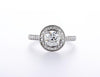 Bezel Halo Diamond Engagement Ring (0.70Ctw) -18K White Gold - mydiamond.ca