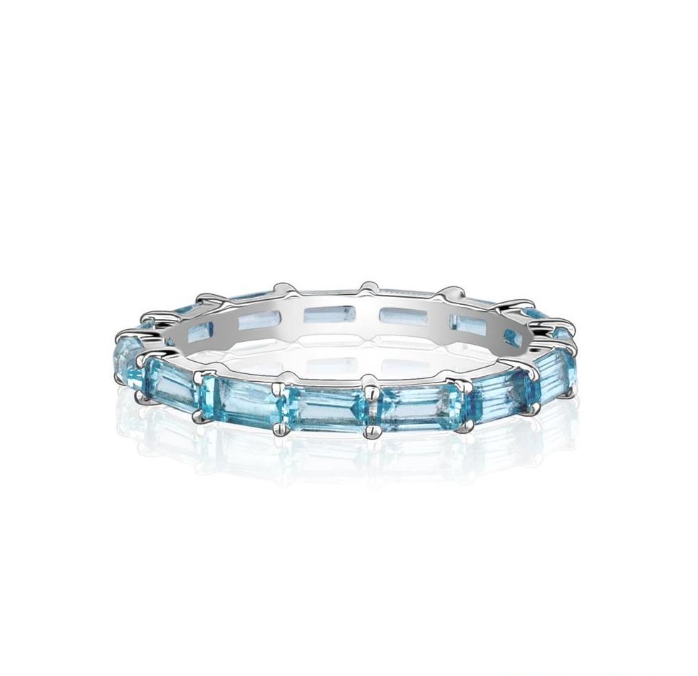 Blue Topaz Baguette Eternity Ring - mydiamond.ca