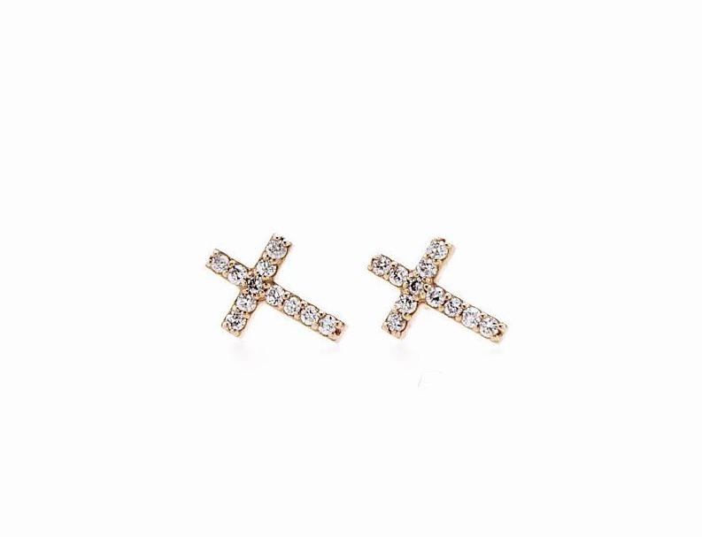 Cross Diamond Earring (0.12Ctw) - mydiamond.ca