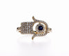 Hamsa Diamond Ring With Blue Sapphire ( 0.32Ctw) - mydiamond.ca