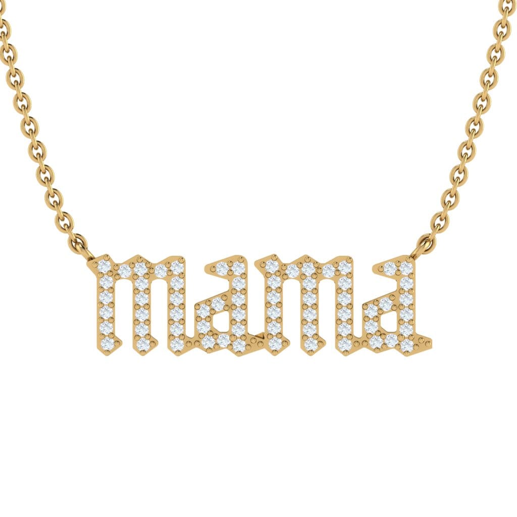 Mama diamond necklace with round brilliant cut diamonds in 14k gold - Shop now at MyDiamond.ca