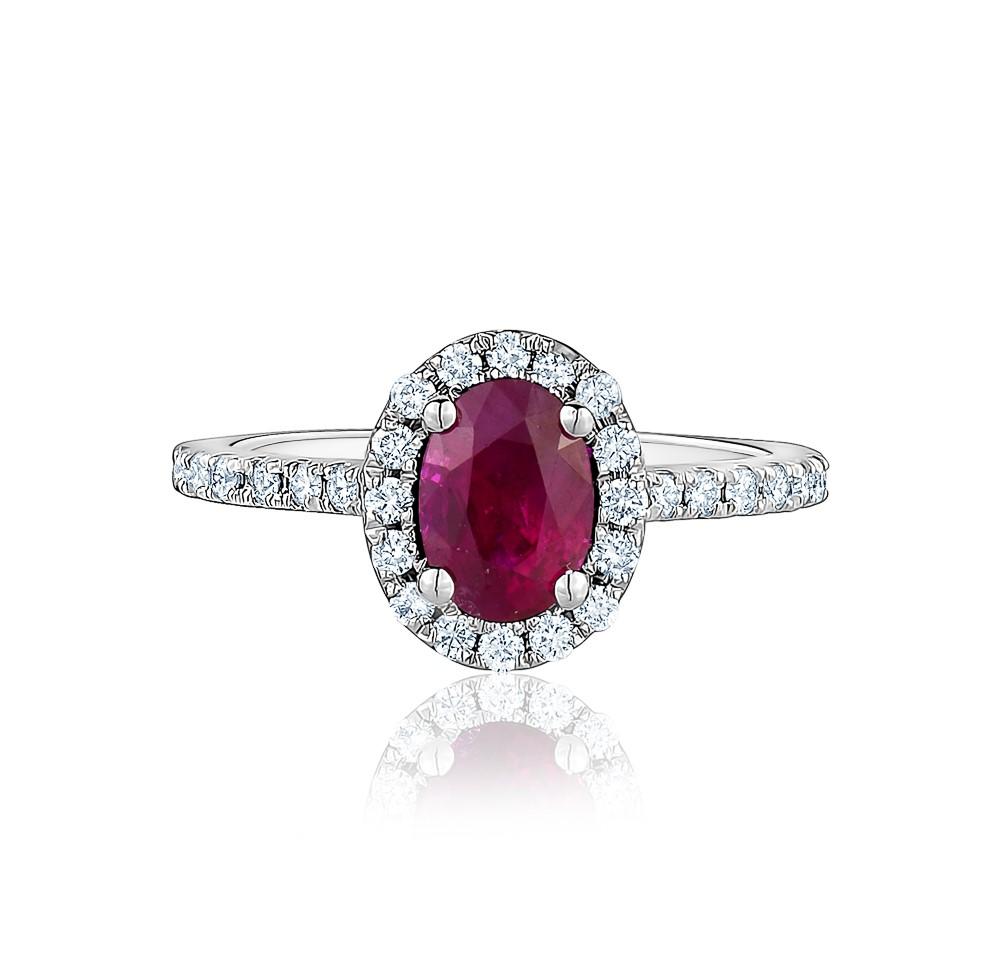 Oval Cut Red Ruby Halo Ring - mydiamond.ca