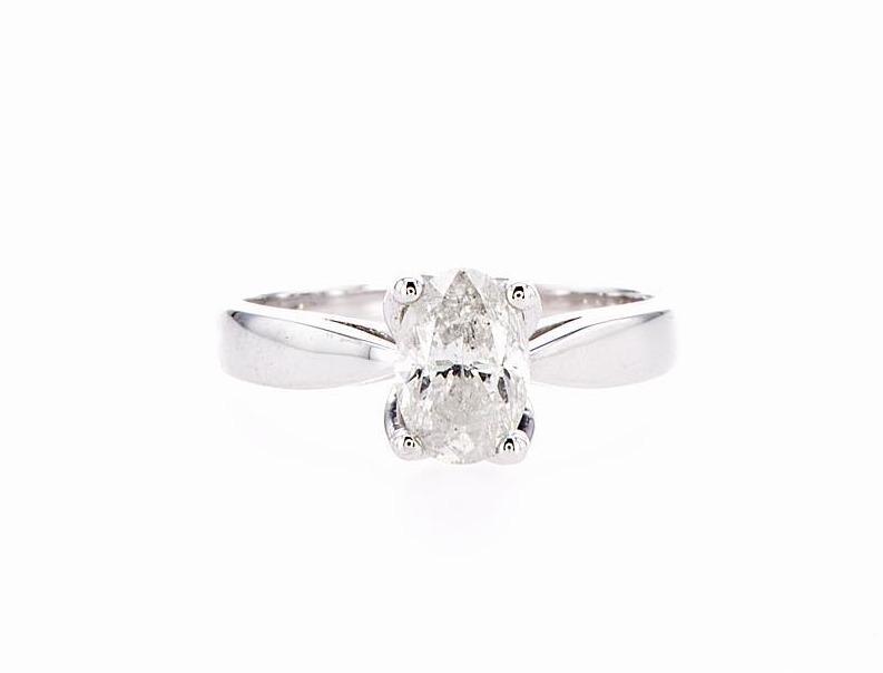 OVAL SOLITAIRE RING (1.00CTW) Rings Mydiamond 14 White Gold 3.5