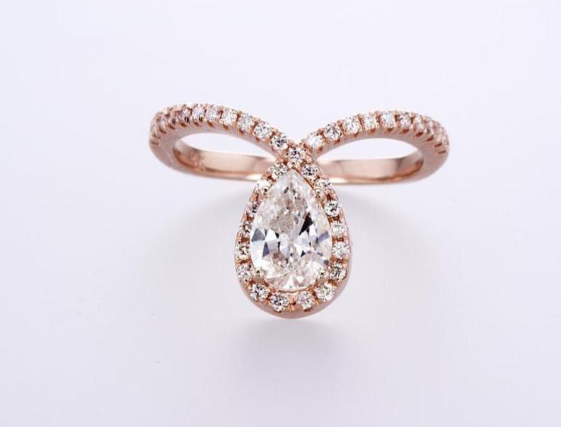 Pear Shape Halo Diamond Ring (1.22Ctw) - mydiamond.ca