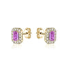 Pink sapphire halo earing Earrings Mydiamond 14K Yellow Gold
