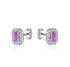 Pink sapphire halo earing Earrings Mydiamond 14K White Gold