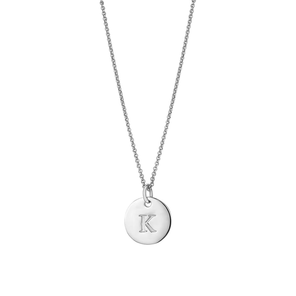 16mm Silver Disc Initial Necklace