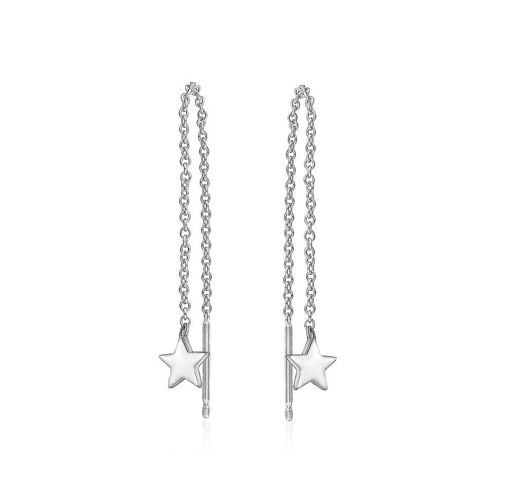 Star Chain Earrings Earrings Mydiamond 14K WHITE GOLD
