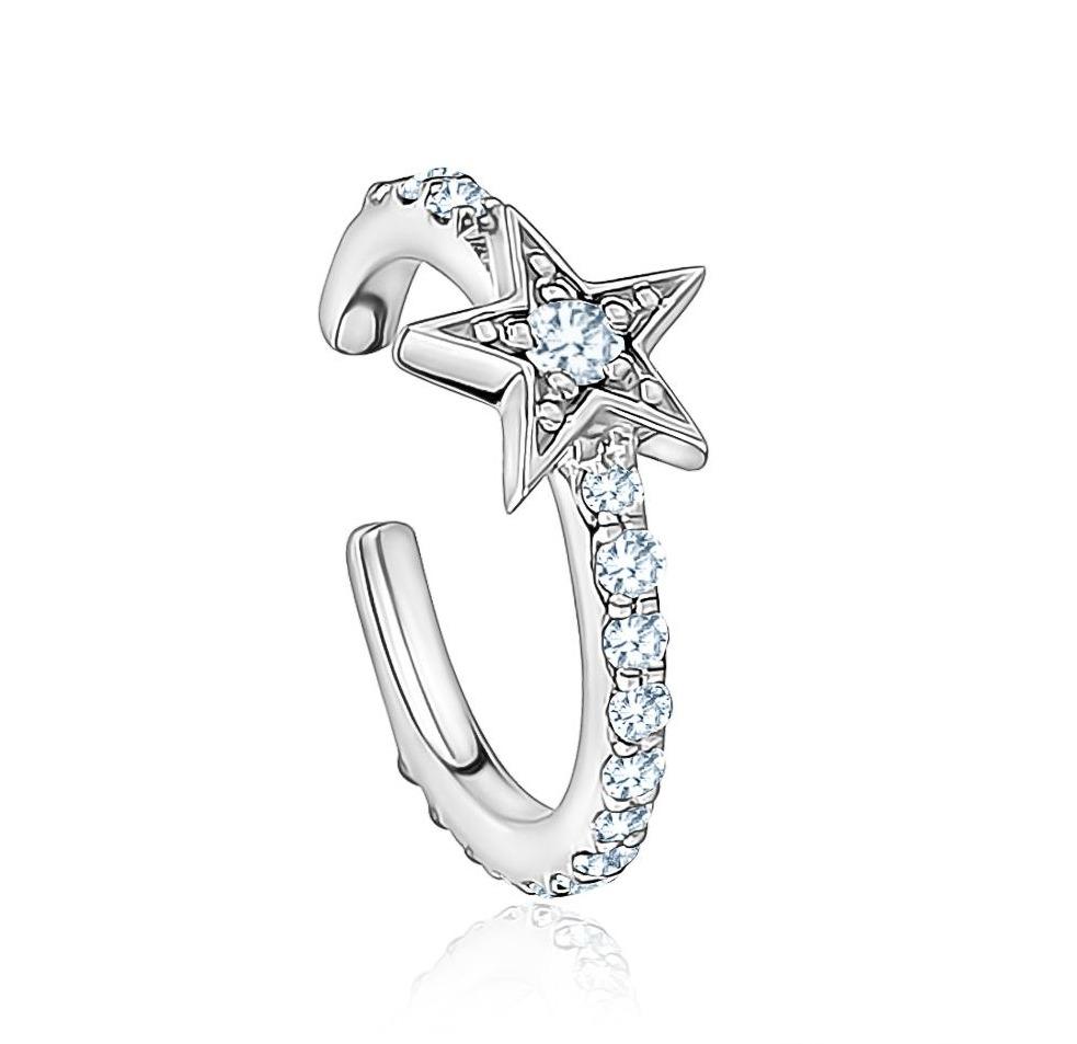 Star Diamond Ear Cuff Earrings mydiamond.ca 14K White Gold