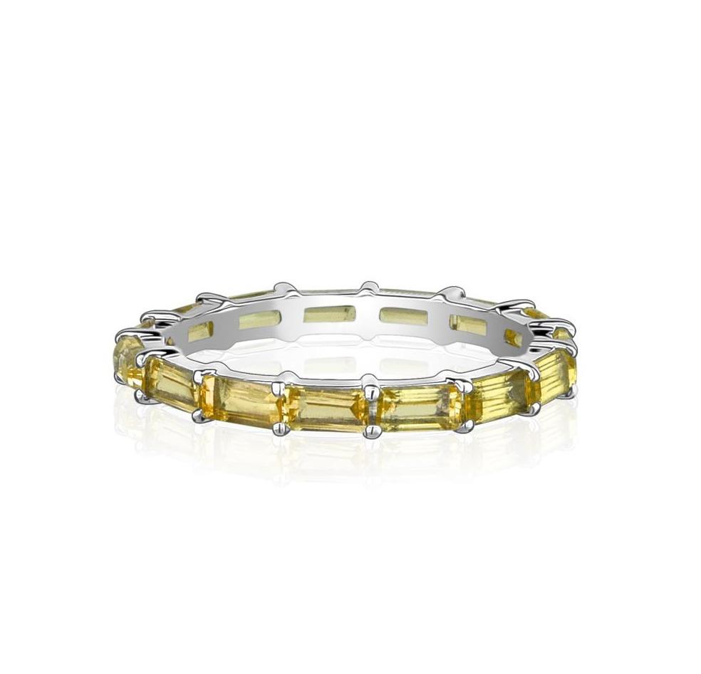 Yellow Sapphire Baguette Eternity Ring Rings Mydiamond 14K White Gold 4